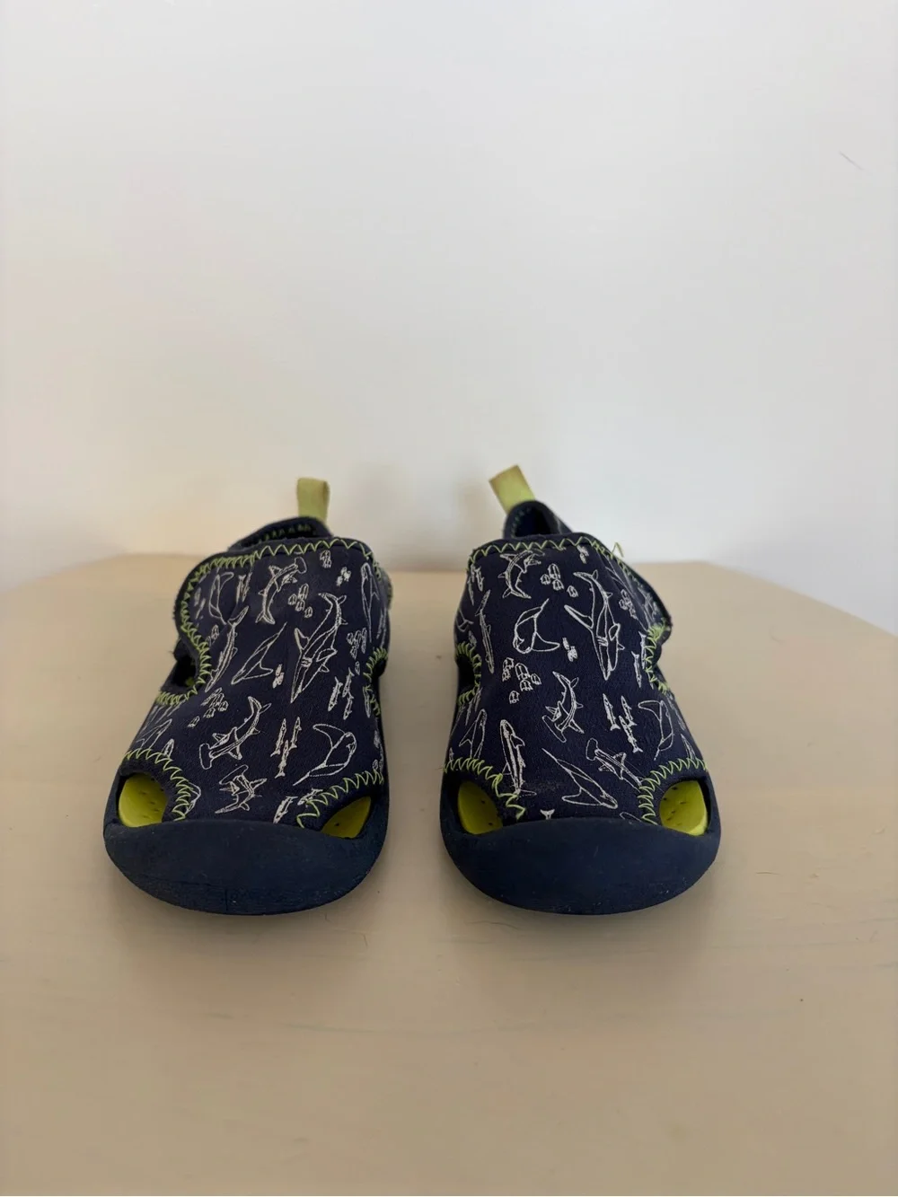 OshKosh B'gosh Navy & Lime Shark Print Kids Water Shoes